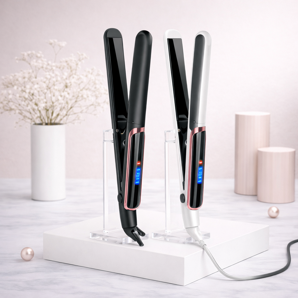 Professional Dual‑Plate LCD Digital Hair Straightener